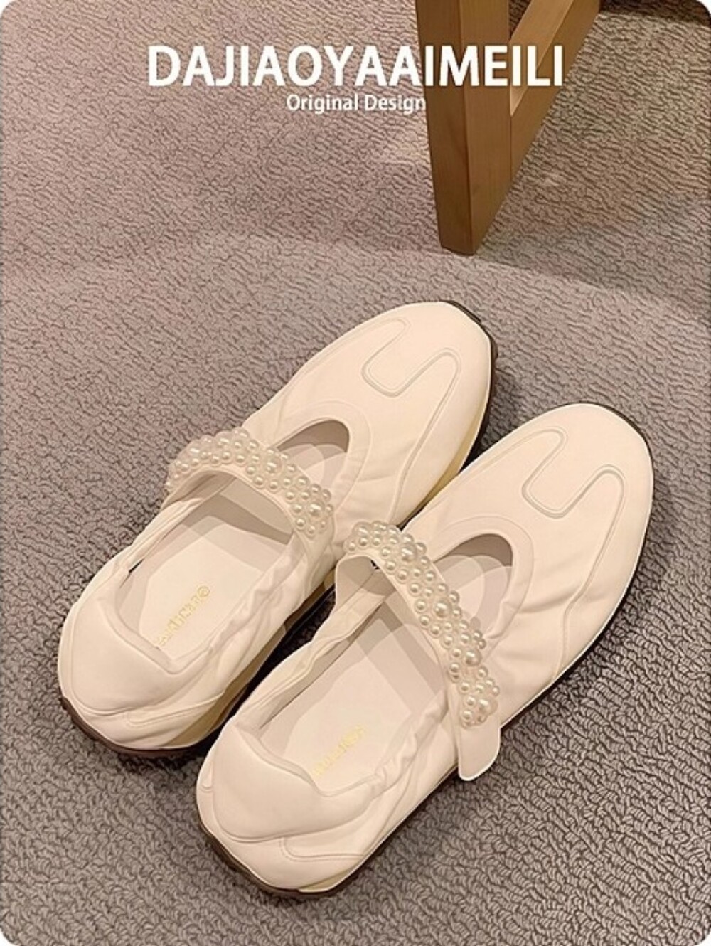 Pearl-Strap White Women's Sneakers